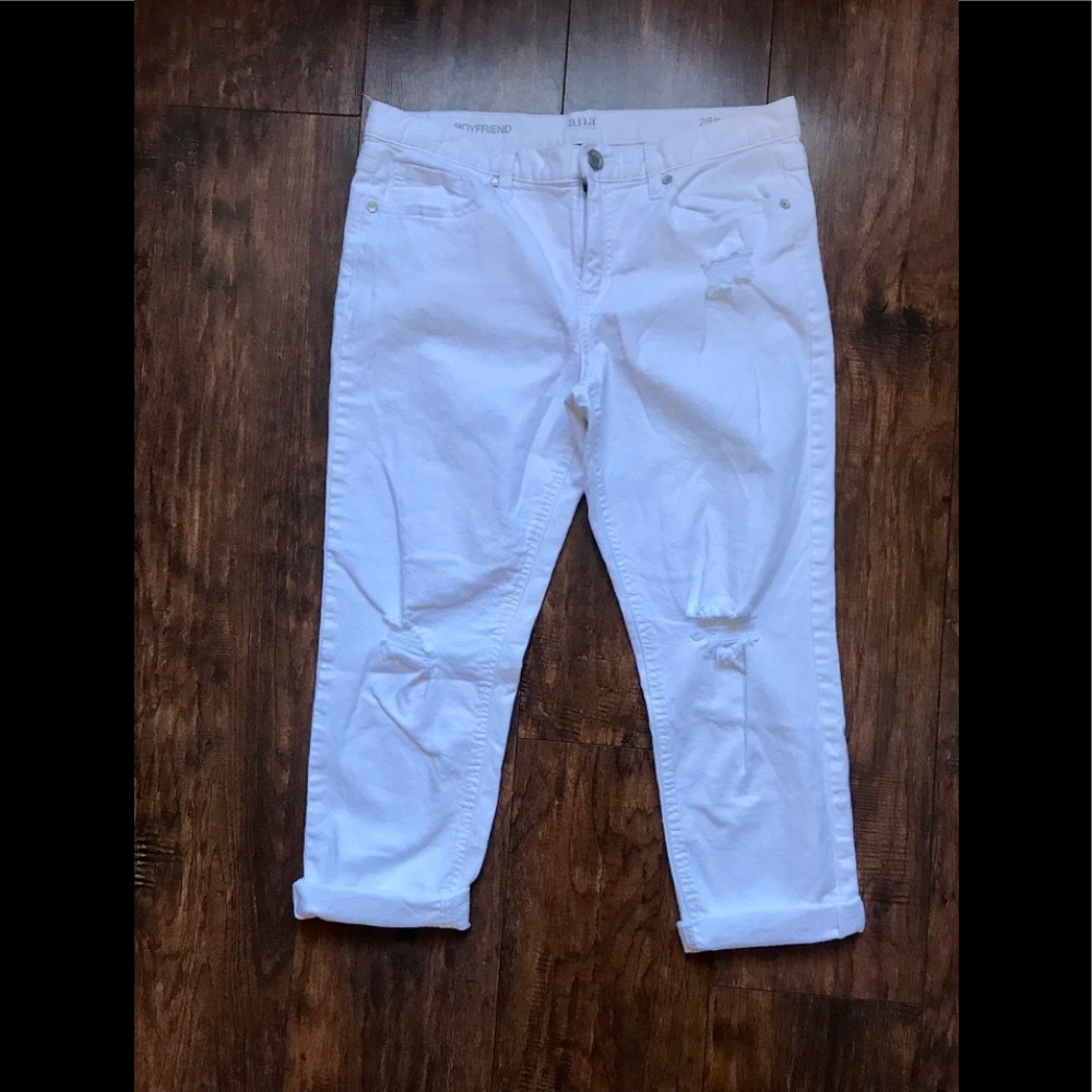 Distressed white A.N.A white boyfriend jeans